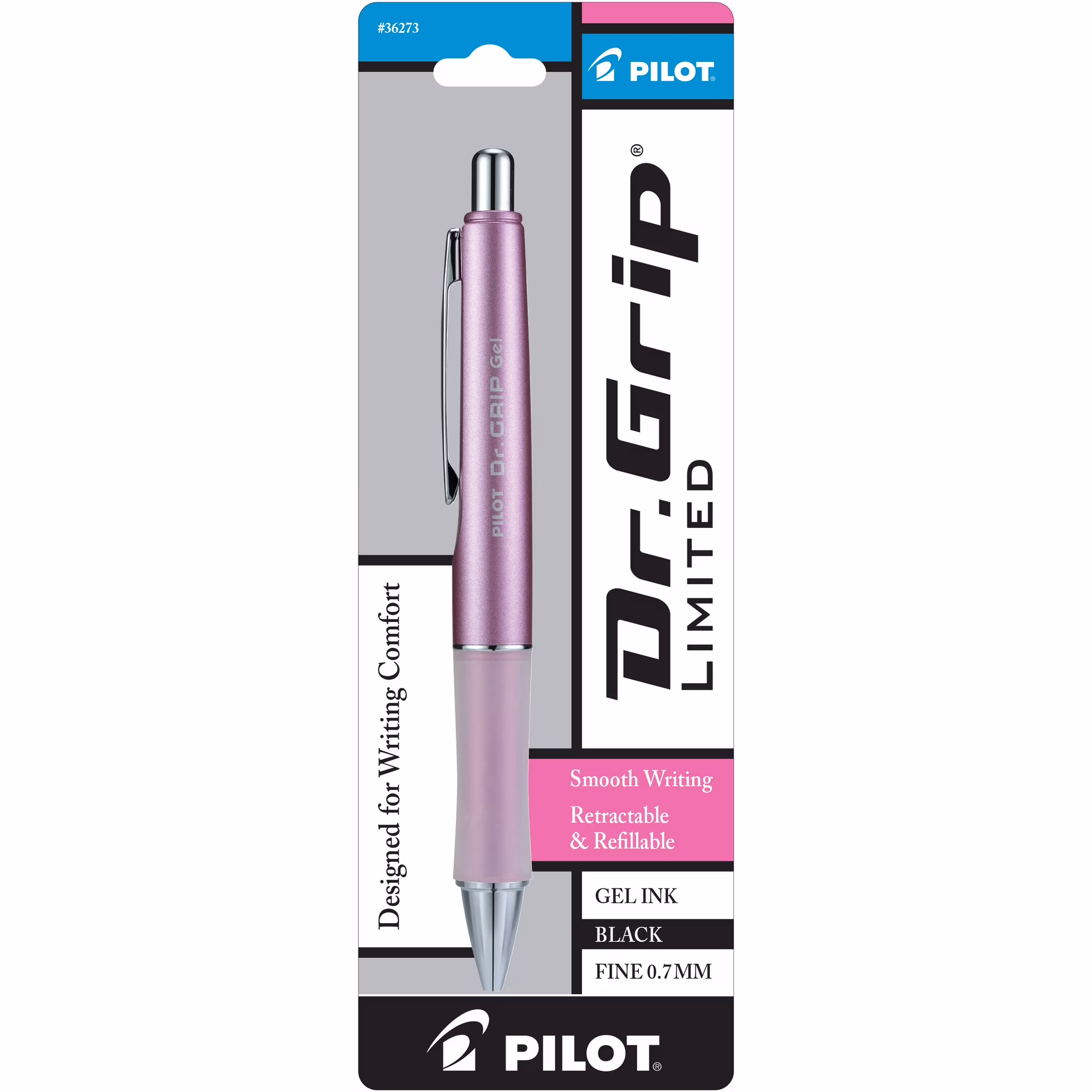 Pilot Dr. Grip Limited Gel Rollerball Pen – Mauve Metallic Barrel, Fine Point 0.7mm, Black Ink
