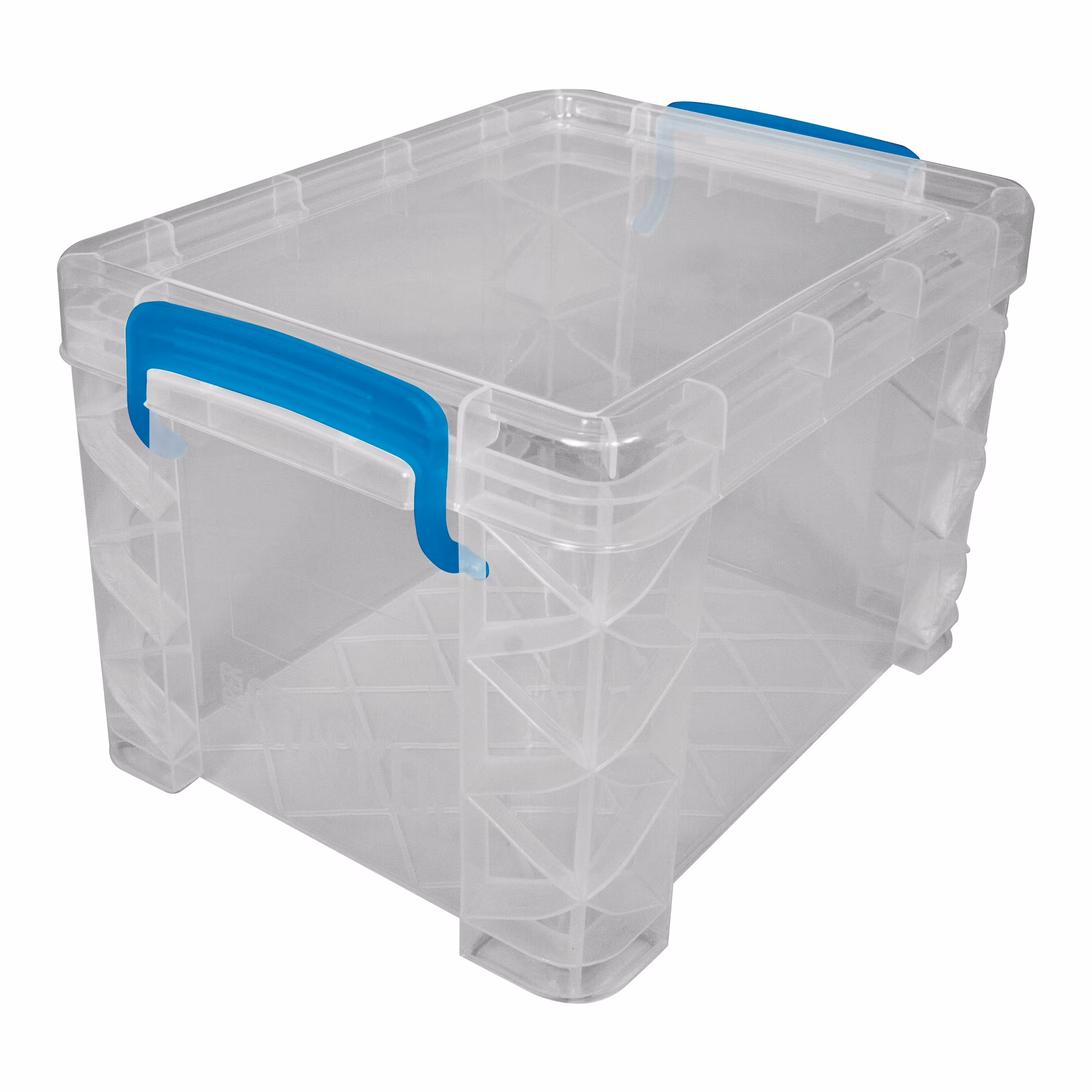 Super Stacker B15351 Clear Supply Box with Snap-Tight Blue Handles