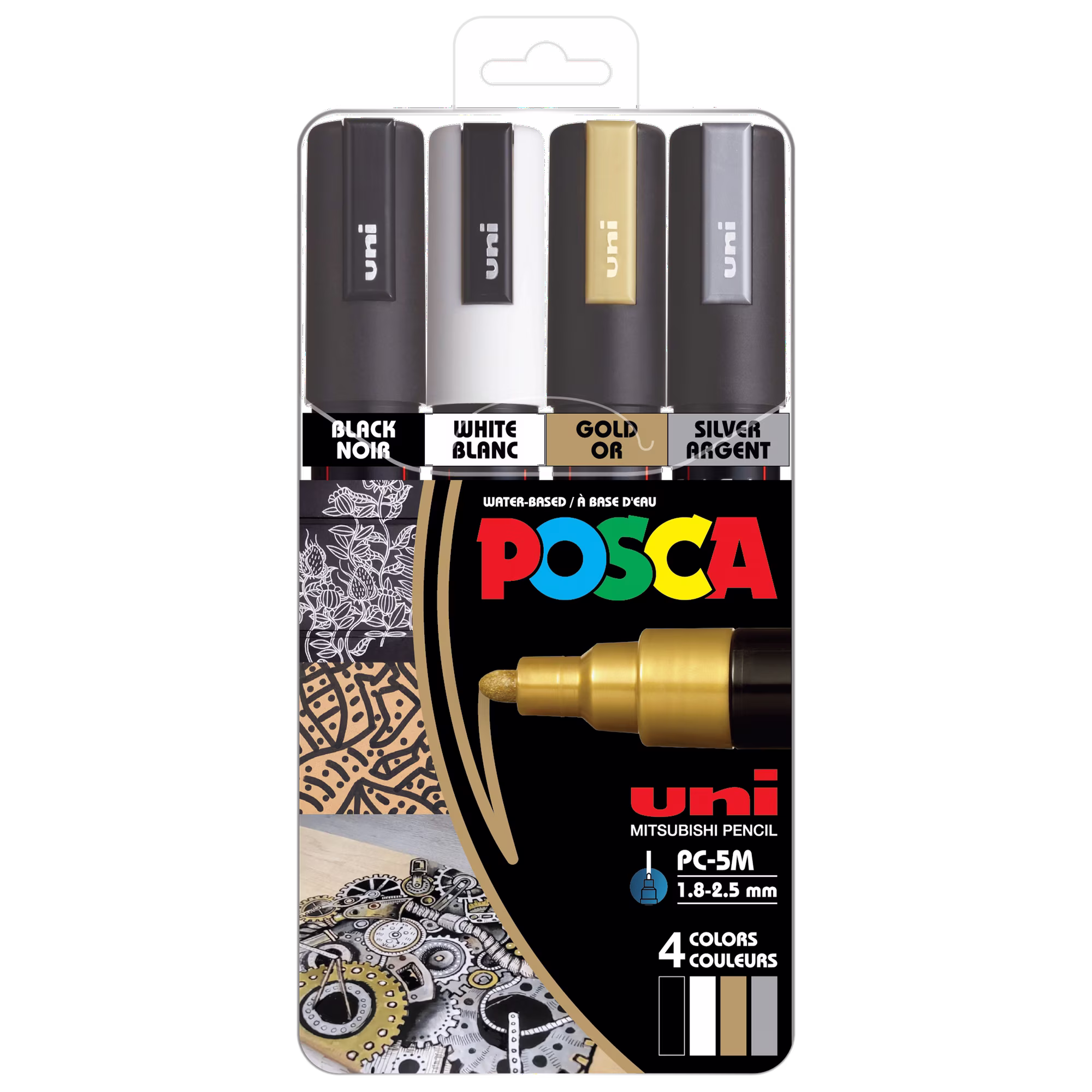 Uni POSCA PC-5M Paint Marker Set, 4 Assorted Colors