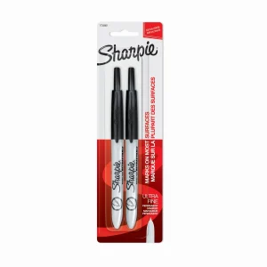 Sharpie Retractable Permanent Markers, Ultra Fine Point, Black, 2-Count