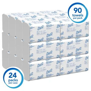 Scott Pro Slimfold Paper Towels, 1-Ply, White, 90 Sheets/Pack, 24 Packs/Case