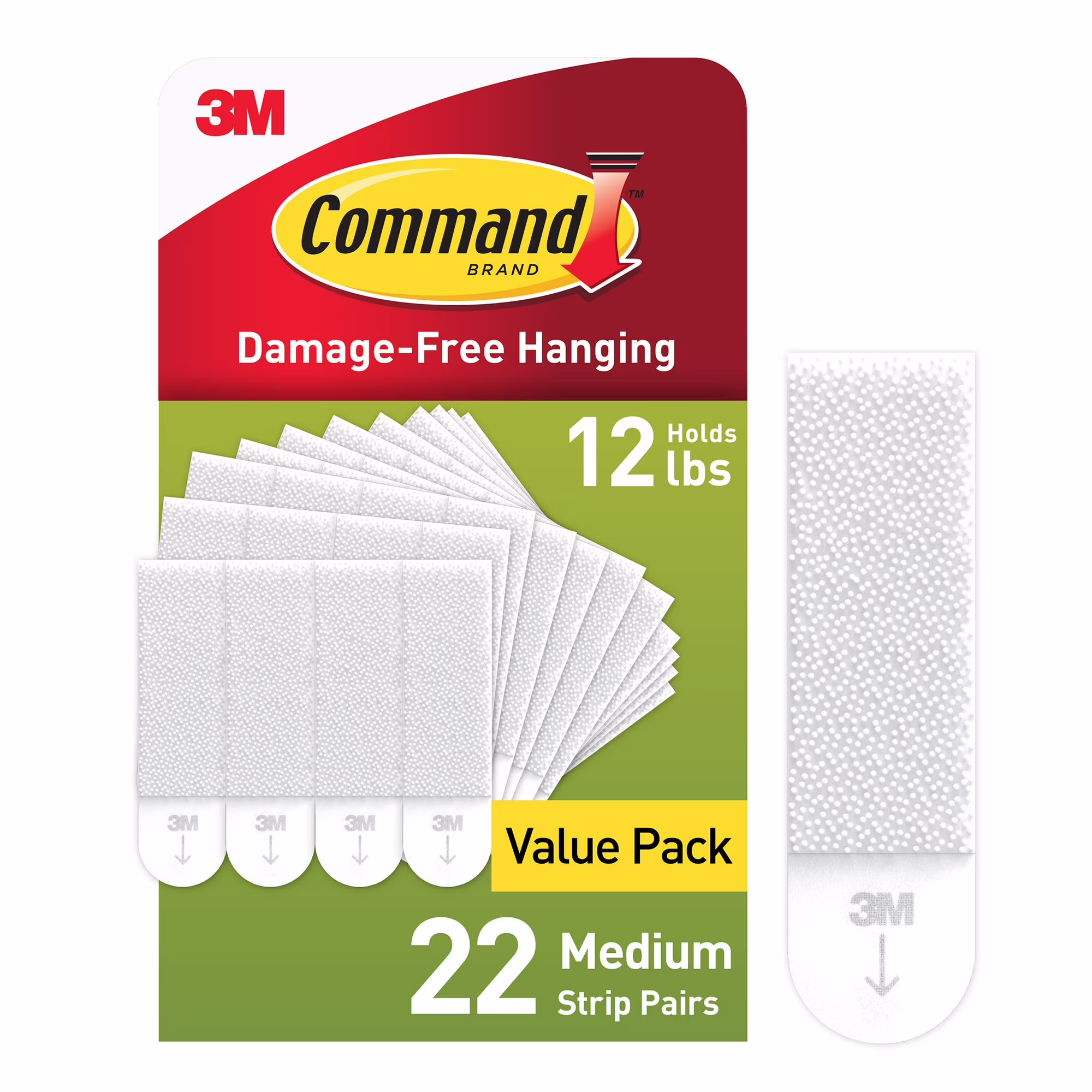 Command Medium Picture Hanging Strips, White, 22-Pair Value Pack