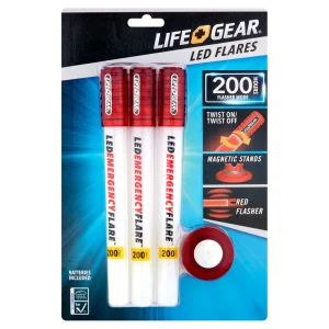 Life+Gear LED Emergency Flares (3-Pack with Magnetic Bases)