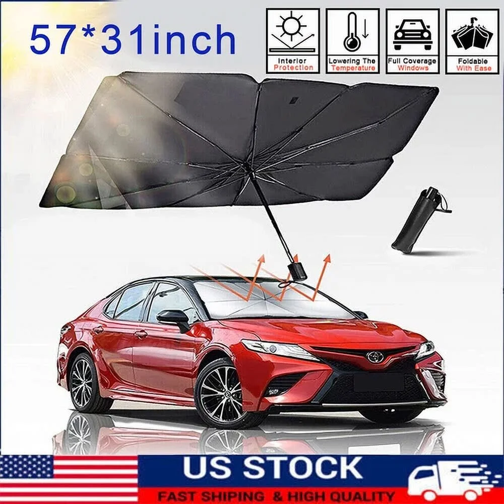 Foldable Car Windshield Sunshade Umbrella (57'' x 31'')