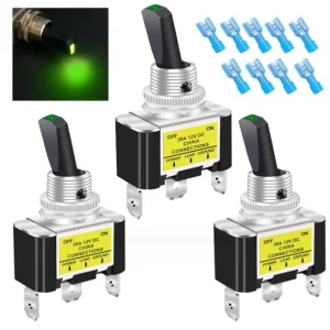 RANMEI Blue LED 12V 30A Waterproof Rocker Switch (3-Pack)