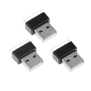 3pcs Ice Blue Mini USB LED Atmosphere Lights (Universal DC 5V)